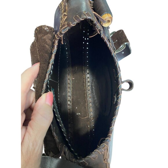 Miguel Rios La Luna Loca Handmade Leather Bag with Mandala Stone Mexico EUC - Picture 8 of 12